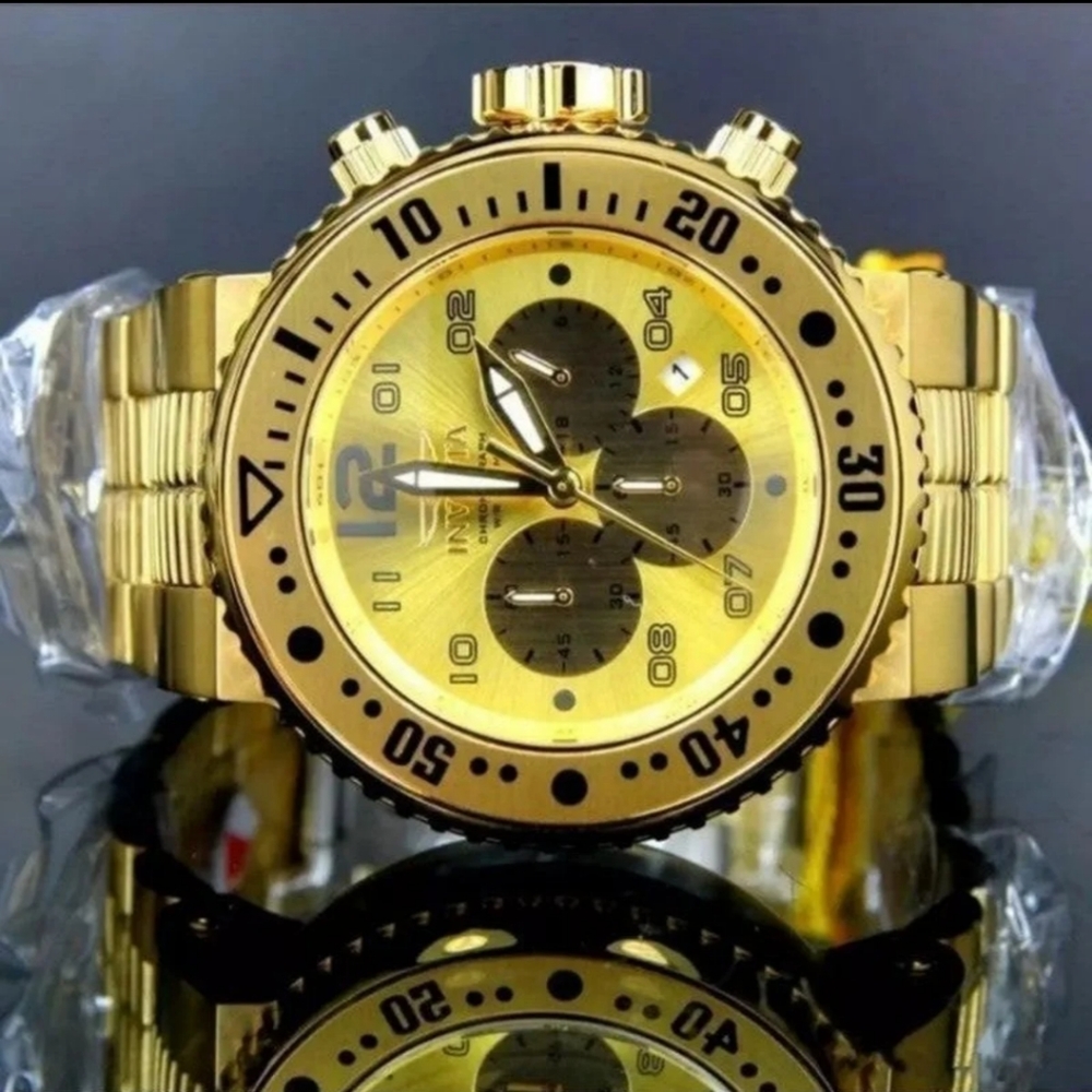 FIRM PRICE-Invicta gold tone Chronograph watch
